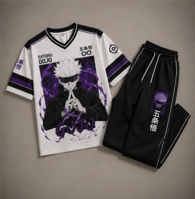 Gojo Anime Co-Ord Set – Oversized Streetwear Jersey & Joggers
