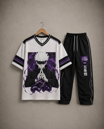 Gojo Anime Co-Ord Set – Oversized Streetwear Jersey & Joggers