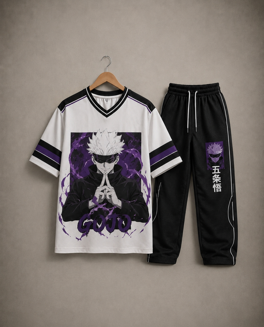 Gojo Anime Co-Ord Set – Oversized Streetwear Jersey & Joggers